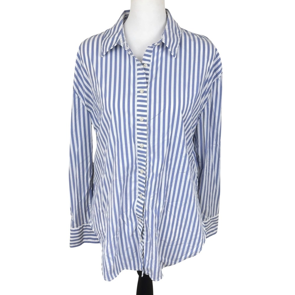 Vineyard Vines Performance Blue & White Striped Long Sleeve Button Down Shirt 10